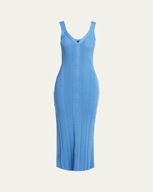 Ellis Buttoned Column Rib Dress